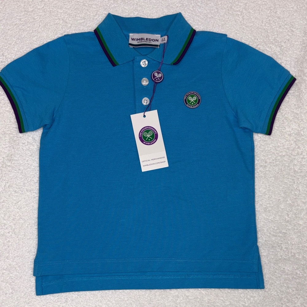 Wimbledon Kids Polo Shirt in Bright Blue nwt size 2-3yrs